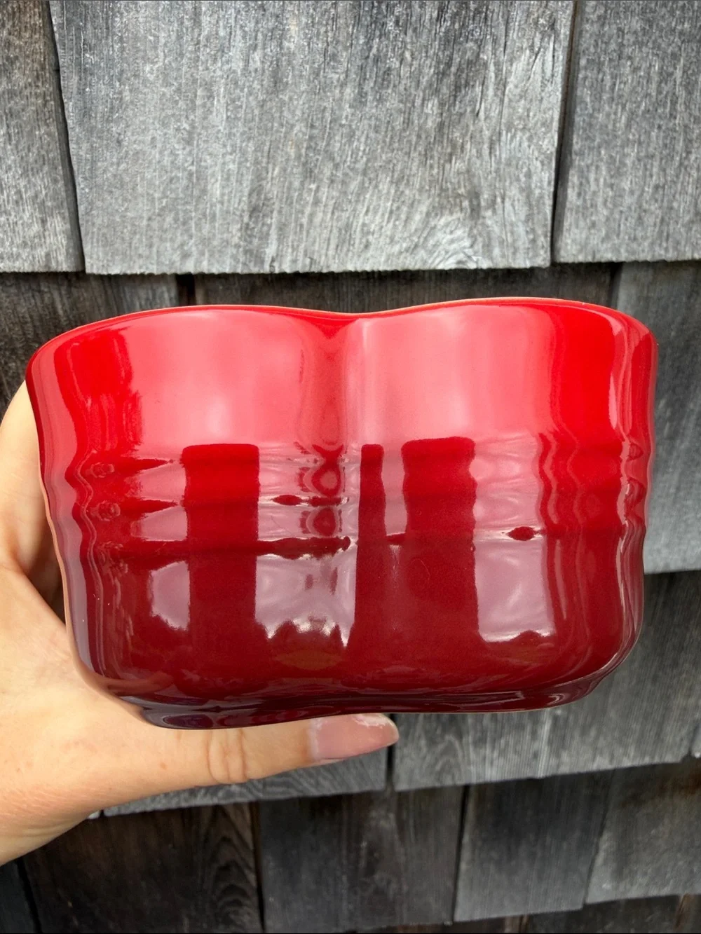Le Creuset Heart Ramekin Red Ombré Glaze Ceramic